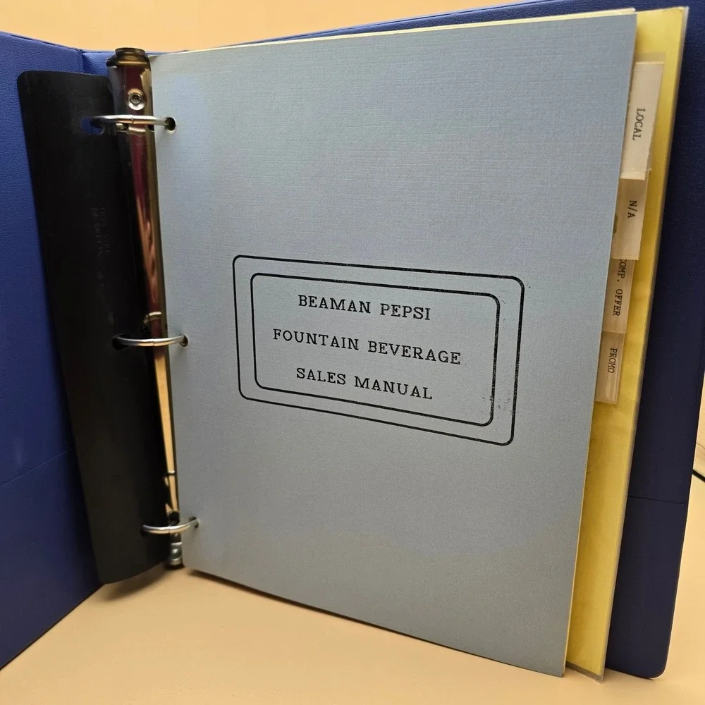 BEAMAN PEPSI Fountain Beverage Sales Manual‎ Binder Original 1988 Vintage